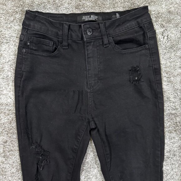 Judy Blue Skinny Fit Black Denim Jeans Sz 1/25 - Picture 4 of 9